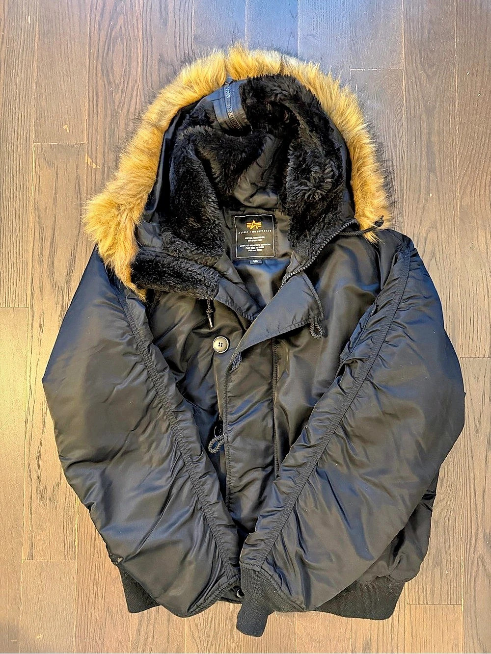 Alpha Industries N-2B Black Hooded Jacket L